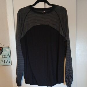 Avia Black and Gray Striped Top